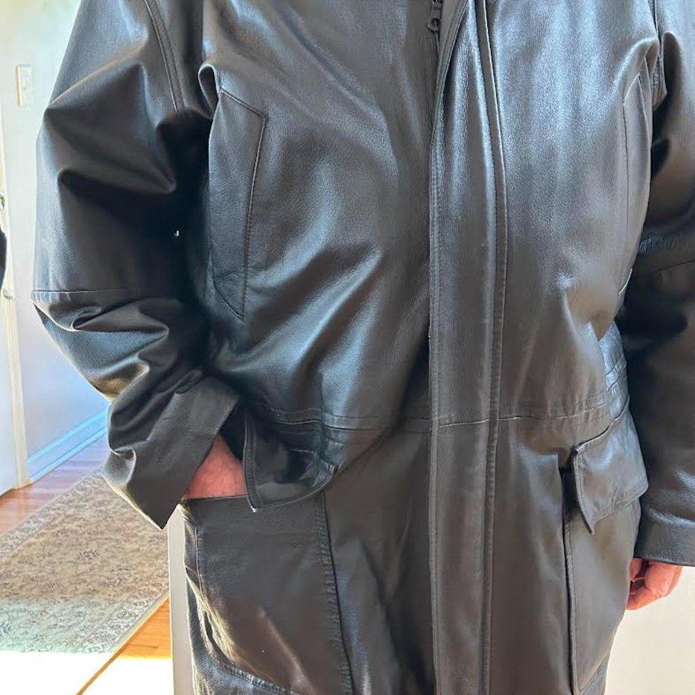 St Johns Bay Leather Jacket Men's 2XLT Black